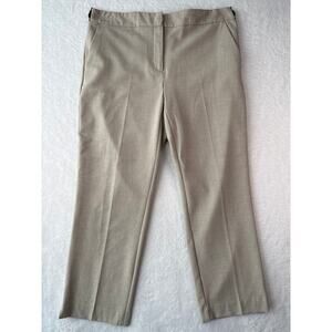 Zara Trousers Womens XXL Heather Gray Tan Straight Dress Pants Elastic Waistband